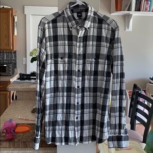 Gap Black White Plaid Button Down Women’s Medium
